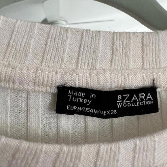 Zara Cream Ribbed Top - Picture 2 of 2